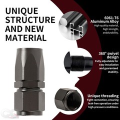 1/8″ NPT Male to 1/4″ Barb Fitting Adapter Straight Aluminum Black
