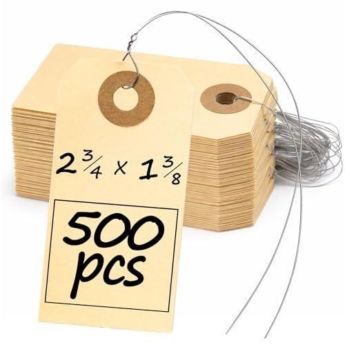 500- 2 3/4″ x 1 3/8″ Manila for labeling Inventory Shipping Hang Tags with Wire