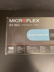 Ansell Nitrile Gloves 2X Large Black Long Cuff 10 Boxes of 100 Gloves Each