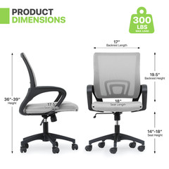 Adjustable Height Computer Home Office Ergonomic Desk Mesh Chair Light Grey