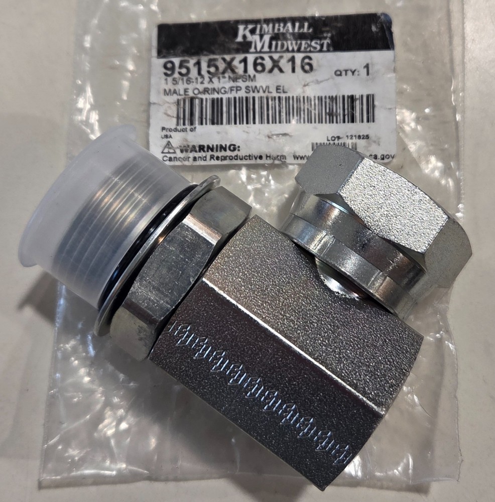 Kimball 9515-16-16 ( 1 5/16″ -12 x 1″ NESM ) Male o-ring/FP SWVL EL