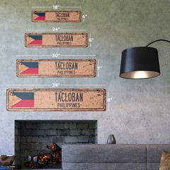 TACLOBAN PHILIPPINES Vintage Street Sign Filipino flag city country road rustic