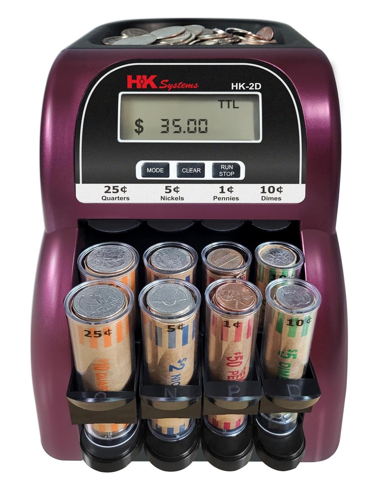 HK-2D, Digital USD Coin Counter and Sorter with LCD Display, Sorts 260 Coins Per