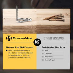 Stainless Steel Deck Screws #10×2 Inches 304 Grade 300 Pieces T25 Star Drive