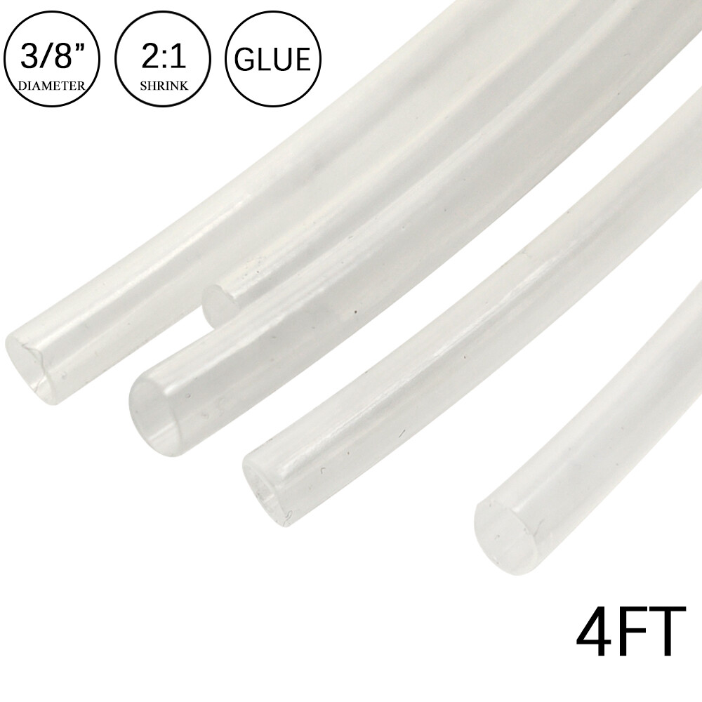 2:1 Heat Shrink Tubing Tube 3/8″ Clear Glue Waterproof Dual Wall Wires Wrap