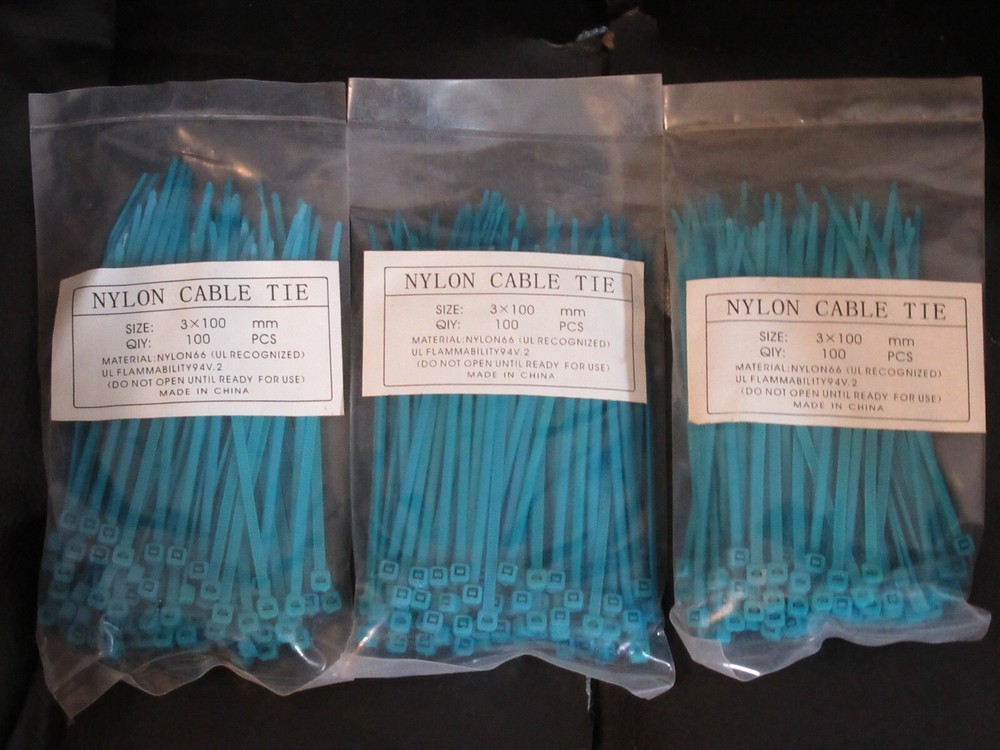 NEW 300 pcs 4″ INDUSTRIAL BLUE NYLON 66 CABLE ZIP TIES Sealed 3 x 100 mm