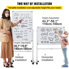 VEVOR Double Sided Magnetic Whiteboard 36″ x 24″ Mobile Dry Erase Board w/Stand