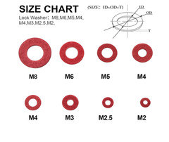 Metric M2 M2.5 M3 M3.5 M4 M5 M6 M8 Red fiber flat washers Insulation
