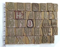 34 Pieces A To Z Letterpress Wood/Wooden Hand-Carved Matrices for Type English