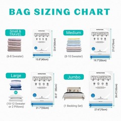 15 Pack Vacuum Seal Bags for Clothing &Travel, Space Saver Vacuum Storage Bags f
