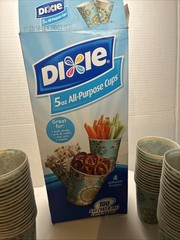 Dixie Everyday 5 oz Cups 55 Disposable Medallions Floral 2016 Open Box Sage Aqua