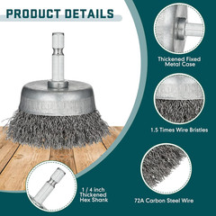 20 Pcs Wire Cup Brush for Drill Abrasive 2″ Wire Wheel Brush 1/4 Inch Hex Shank,
