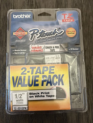 Brother TZe-2312PK TZe Label Tape Cartridge 1/2 in White, Black on White, 2 Pack