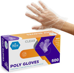 MED PRIDE Clear Food-Prep Poly Gloves |Multipurpose Latex-Free Disposable Gloves