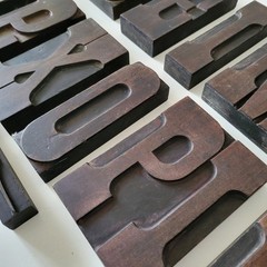 Antique Wood Type Letter Blocks Russian Empire Industrial decor Vintage Alphabet