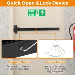 BEAMNOVA 32 Inch Black 2-in-1 Commercial Door Push Bar Panic Exit Device