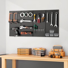 VEVOR Metal Pegboard Panels 2/3/4 Pcs 24×12/32×16″ Wall Organizer Tool Storage