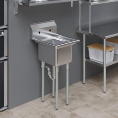 22 in. x 18 in. Stainless Steel One Compartment Sink. 12 in x 16 in x 10in Bowls