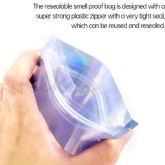 100 Holographic Mylar Foil Bags Smell Proof Resealable Clear Zip Lock Pouch Food