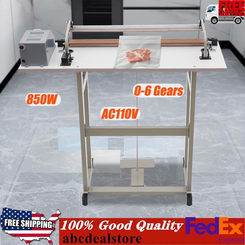 22.83″ Foot Pedal Impulse Sealer Heat Seal Plastic Bag Sealing Machine w/ Cutter