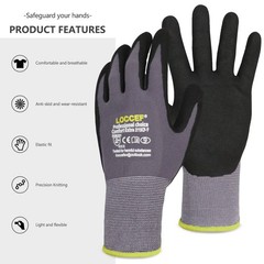 MicroFoam Nitrile Coated Work Gloves – 6 Pairs, Seamless Knit Nylon, Gray