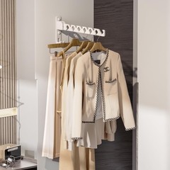 Wall Mount Coat Hanger Holder White Clothes Drying Organizer Rack Garment Hoo…