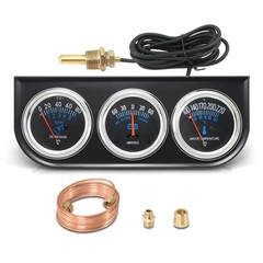 2inch 52mm Triple Gauge Set, Oil Pressure Gauge Water Temp Temperature Ammete…