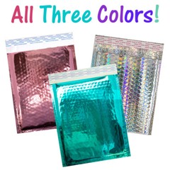 8.5×12 Holographic, Pink, Teal METALLIC BUBBLE MAILERS, Color Padded Envelopes!