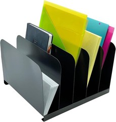 Huron Desktop File Binder Organizer Storage Vertical 5 Slot, Black Commercial