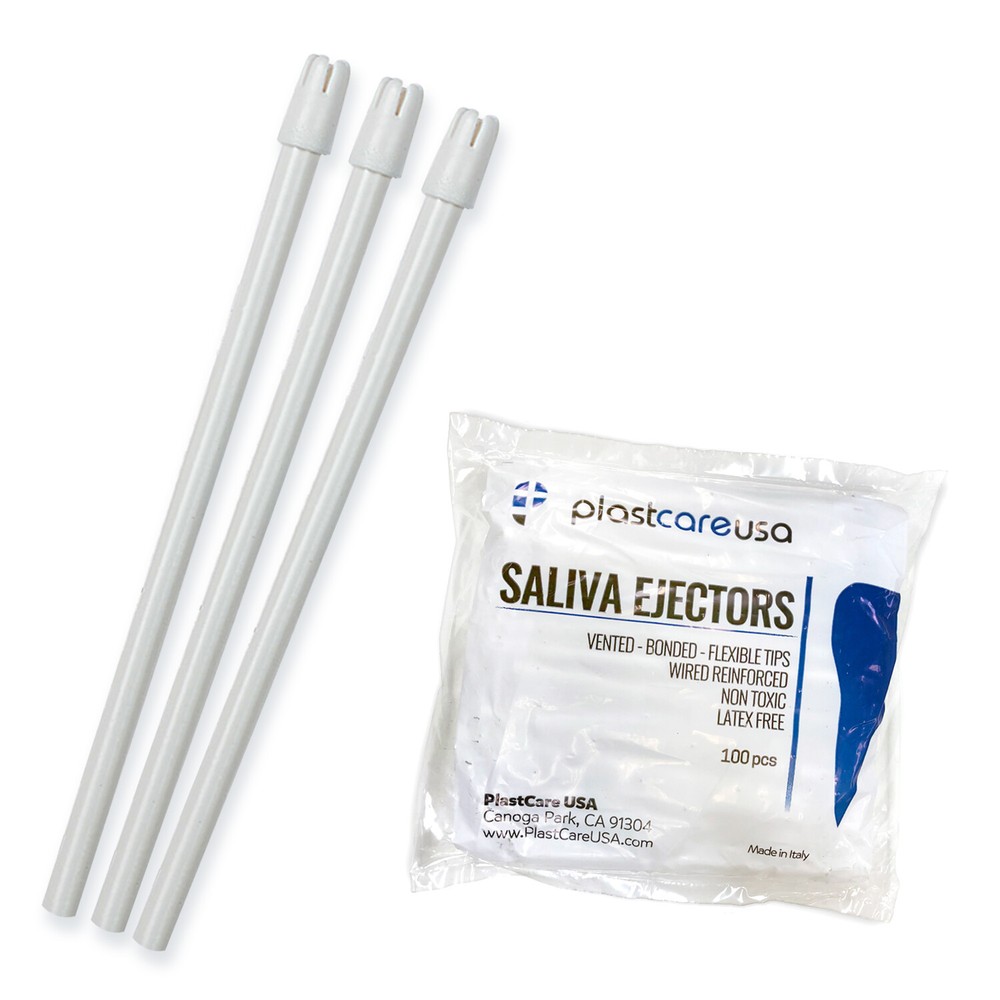 1000 (10 Bags) Saliva Ejectors Ejector White Suction Tips Dental, Disposable