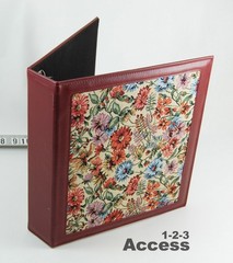 3-Ring Photo Binder Brocade Tapestry Fabric Covered w/ 25 Self Adhesive Vtg