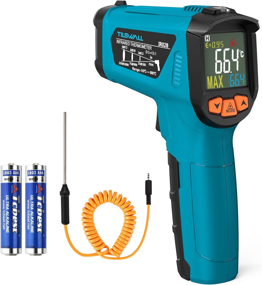 Infrared Thermometer, -58°F to 1472°F(-50~800°C), Non-Contact Digital