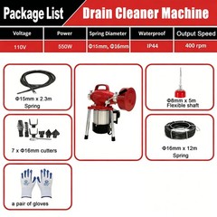 Drain Cleaner Machine 100Ft x 5/8″ Drain Auger Sewer Snake Plumbing with Cutters