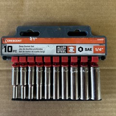 Crescent 10 Piece1/4″ Drive 6 Point Deep SAE Socket Set – One Size, No Color