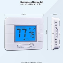 Upgraded Digital Non-Programmable Thermostat for Home 1 Heat/1 Cool Blue