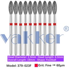 10pc/pk Dental Diamond Burs Shape Egg Diamond Bur Super Fine Medium Coarse