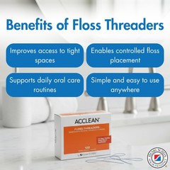 Acclean Floss Threaders, Dental Threaders 100 Count (Pack of 1), Blue