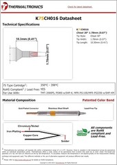 Thermaltronics K75CH016 Chisel Soldering Tip, 30 deg. 1.78mm (0.07in)