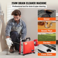 VEVOR Drain Cleaner Machine 66FT x 5/8″ 250W Sewer Snake Auger Manual Feed
