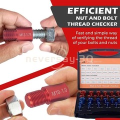 44pcs Screw Bolt Nut Thread Measure Gauge Size Checker Set (23 Inch & 21 Metric)