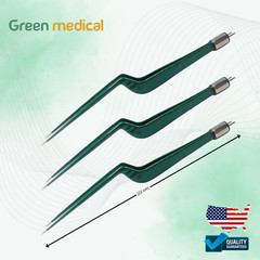 SET OF 3 Non-Stick Bipolar Forceps Us Connector 2 pin, 22cm TIP 0.5mm,1MM,1.5MM