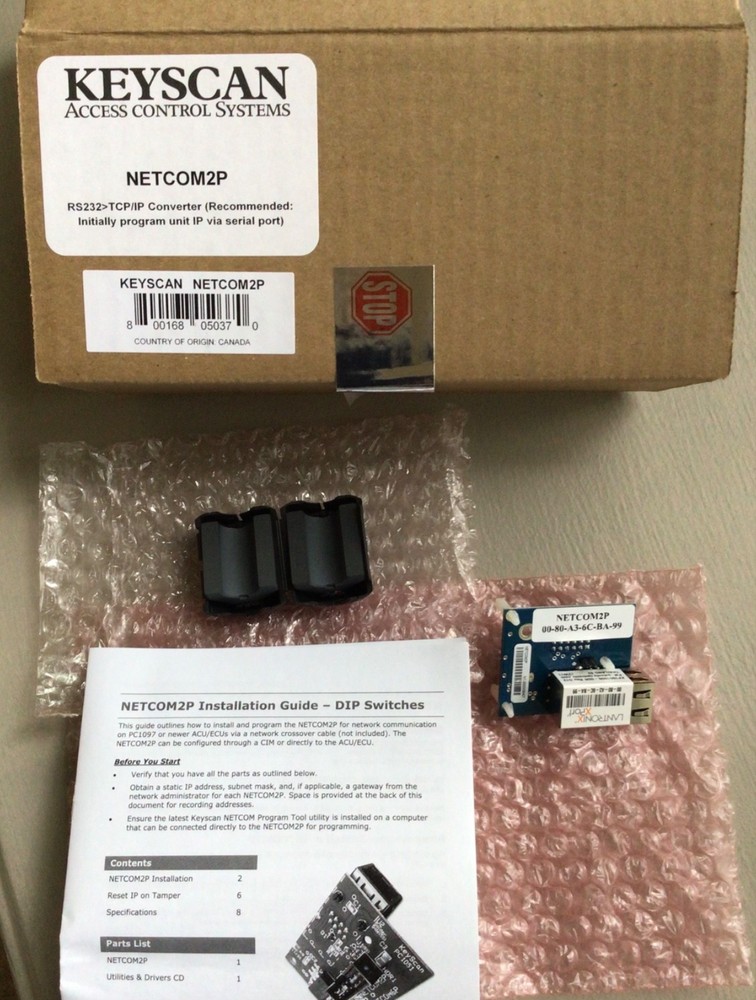 KEYSCAN NETCOM2P TCP/IP COMMUNICATION ADAPTER 00-80-A3–6C—BA99 FREE Shipping