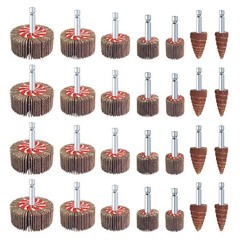28 Pcs Flap Wheel Sander Set, 60/80/120/240 Grits Sanding Wheel for Drill,1/4…