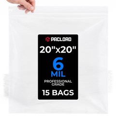 20″ x 20″ Extra Large Reclosable Plastic Zip Bags, 15 Count