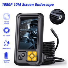 8LED IP67 Borescope Camera 10M/32.8Ft Flexible Cable 1080P HD 4.3 Inch Display
