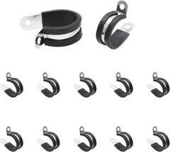 12pcs 1 inch (25mm) Cable Clamps, Stainless Steel Wire 1 inch-12pcs, Black