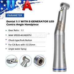 SANDENT Dental Internal Spray 1:1 LED E-generator Contra Angle Handpiece Push po