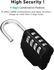 Padlock, Combination Lock 4 Digits, Outdoor Padlock Weatherproof for Gym Locker,