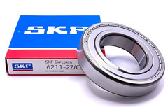 SKF 6211 ZZ C3 DEEP GROOVE BALL BEARING, METAL SHIELDED 55x100x21 mm