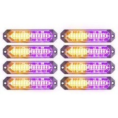 PKINGLAKE 8-Pcs Purple/Amber LED Funeral Escort Emergency Strobe Grille Lights
